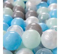 KiddyMoon Palline Morbide Colorate Per Piscina Bambini Fatto In UE, 500 ∅ 6CM, Perla/Grigio/Trasparente/Azzurro/Menta