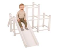 KiddyMoon Parco Giochi Con Scivolo In Legno Per Bambini Giocattolo Montessori Per Bambini Rampa Di Legno Per Arrampicarsi Per I Bambini Piccoli Set Di Attività, Bianco