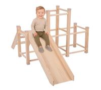 KiddyMoon Parco Giochi Con Scivolo In Legno Per Bambini Giocattolo Montessori Per Bambini Rampa Di Legno Per Arrampicarsi Per I Bambini Piccoli Set Di Attività, Natural