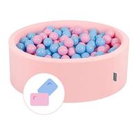 KiddyMoon Piscina con Palline 90 X 30 Cm / 300 Palline Ø 7 Cm in Schiuma Morbida per Neonati E Bambini da 8 Mesi Rivestimento in Cotone Sfoderabile con Zip, Bubble Gum: Rosa Chiaro/Azzurro