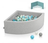 KiddyMoon Piscina di Palline Angolare a Quarto 90x30cm con 200 Palline 7cm Piscina in Schiuma per Neonati e Bambini Piccoli - Grigio Ch: Perla Grigio Trasparente Azzurro Menta
