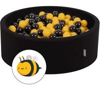 KiddyMoon Piscina di Palline Colorate 90X30cm/200 Palline ∅ 7CM per Bambini Tondo Fabbricato in EU, Ape: Nero/Giallo