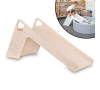 KiddyMoon Scivolo E Sedia In Legno Per Bambini 2In1 Montessori Multifunzione, Grande, Naturale
