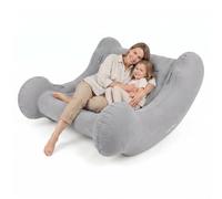 KiddyMoon Sedia Sensoriale Gonfiabile A Dondolo per Bambini con Pompa E Manici, Grigio Chiaro,L