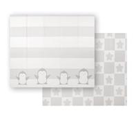 KiddyMoon Tappetino Da Gioco Per Bambini Tappeto Gattonamento In Schiuma Reversibile Pieghevole Tappeto Neonato Impermeabile Con Motivi Educativi Per Interni Ed Esterni 180X200x1cm, Bianco-Pinguino