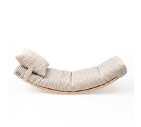 KiddyMoon Tavola Equilibrio Per Bambini Balance Board In Legno Con Materasso E Cuscino, Naturale/Beige,Tavola Di Equilibrio/Materassino/Cuscino