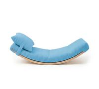 KiddyMoon Tavola Equilibrio Per Bambini Balance Board In Legno Con Materasso E Cuscino, Naturale/Blu,Tavola Di Equilibrio/Materassino/Cuscino