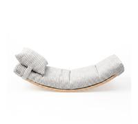 KiddyMoon Tavola Equilibrio Per Bambini Balance Board In Legno Con Materasso E Cuscino, Naturale/Grigio Chiaro,Tavola Di Equilibrio/Materassino/Cuscino
