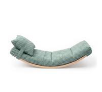KiddyMoon Tavola Equilibrio Per Bambini Balance Board In Legno Con Materasso E Cuscino, Naturale/Verde,Tavola Di Equilibrio/Materassino/Cuscino