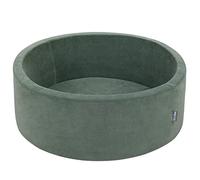 KiddyMoon Velluto Piscina di Palline 90X30cm/SENZA Palline per Bambini Tondo, Verde del Bosco