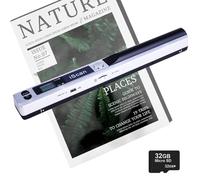 KIDENEI Scanner portatile con scheda SD da 32 G, formato PDF JPG 900 DPI, scanner portatile portatile, batteria AA (non inclusa), trasferimento USB a colori, scanner per documenti A4 per foto