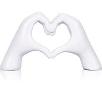KIDHABE Scultura decorativa bianca a forma di mani di cuore, per soggiorno, camera da letto, libreria, mantello, scrivania, decorazione moderna per la casa, estetica per anniversario di matrimonio