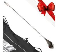 Kidia Bar Spoon Professionale Geometric Lines 40 cm - Cucchiaio da Bar in Acciaio Inox 304 con Misurazioni 1/2/3 ml - Bar Spoon per Cocktail, Bartender e Home Bar