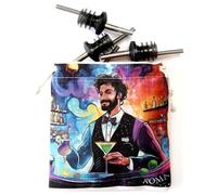 Kidia Metal Pour - Kit 10 Versatori Acciaio Inox - Tappi Universali con Guarnizione in Gomma, Flusso Calibrato 157 BPM, Lavabili in Lavastoviglie | Cocktail Set Barman/Bartender | (1, Roma)