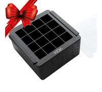 Kidia Mini Clear Ice Cube Maker - Stampo per Ghiaccio Cristallino 16 Cubetti 3×3 cm - Tecnologia di Congelamento Direzionale - Silicone Alimentare & Box Isolato - Ghiaccio Trasparente per Cocktail