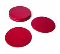 Kidia Set 6 Sottobicchieri Premium in Similpelle Impermeabile - Design a 3 Strati con Pelle Riciclata - Diametro 10 cm, Spessore 3 mm - Resistenti a Calore e Macchie (6, Rosso)
