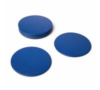 Kidia Set 6 Sottobicchieri Premium in Similpelle Impermeabile - Design a 3 Strati con Pelle Riciclata - Diametro 10 cm, Spessore 3 mm - Resistenti a Calore e Macchie (6, Blu)