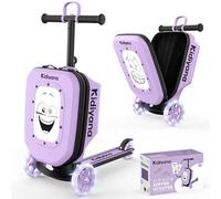 Kidiyana Valigia per scooter con scooter e ruote a LED, manubrio regolabile in altezza, finestra di visualizzazione A5, 7 cm di espansione, adatto come bagaglio a mano, scooter per bambini da 2 a 8