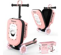 Kidiyana Valigia per scooter con scooter e ruote a LED, manubrio regolabile in altezza, finestra di visualizzazione A5, 7 cm di espansione, adatto come bagaglio a mano, scooter per bambini da 2 a 8