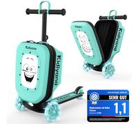 Kidiyana Valigia scooter e ruote a LED, manubrio regolabile in altezza, finestra di visualizzazione A5, 7 cm di espansione, adatto come bagaglio a mano, scooter per bambini da 2 a 8