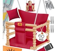 KIDIZ® Altalena per bambini altalena per bambini con imbottitura | altalena in legno con antiribaltamento fino a 60KG | regolabile in altezza per interni ed esterni | 0,5-3 anni