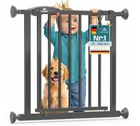KIDIZ Cancelletto di protezione per scale senza foratura | Larghezza regolabile: 88-94 cm, altezza 75 cm, cancelletto di protezione per porte e barriera per bambini e cani, apertura con una mano su