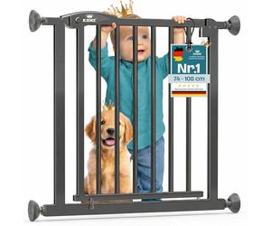 KIDIZ Cancelletto di protezione per scale senza foratura | Larghezza regolabile: 88-94 cm, altezza 75 cm, cancelletto di protezione per porte e barriera per bambini e cani, apertura con una mano su