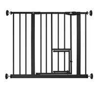 KIDIZ® Cancelletto di Sicurezza per porte, Cancelletto per Bambini, con Porta per Cani e Gatti, senza foratura, espandibile, combinabile con i mandrini a Y, girevole, 88-101 cm - Nero