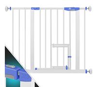 KIDIZ® Cancelletto di Sicurezza per porte, Cancelletto per Bambini, con Porta per Cani e Gatti, senza foratura, espandibile, combinabile con i mandrini a Y, girevole, 88-101 cm - Bianco/Blu