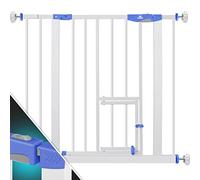 KIDIZ® Cancelletto di Sicurezza per porte, Cancelletto per Bambini, con Porta per Cani e Gatti, senza foratura, espandibile, combinabile con i mandrini a Y, girevole, 81-94 cm - Bianco/Blu