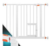 KIDIZ® Cancelletto di Sicurezza per porte, Cancelletto per Bambini, con Porta per Cani e Gatti, senza foratura, espandibile, combinabile con i mandrini a Y, girevole, 88-101 cm - Bianco/Arancio