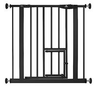KIDIZ® Cancelletto di Sicurezza per porte, Cancelletto per Bambini, con Porta per Cani e Gatti, senza foratura, espandibile, combinabile con i mandrini a Y, girevole, 74-87 cm - Nero