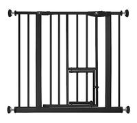 KIDIZ® Cancelletto di Sicurezza per porte, Cancelletto per Bambini, con Porta per Cani e Gatti, senza foratura, espandibile, combinabile con i mandrini a Y, girevole, 81-94 cm - Nero