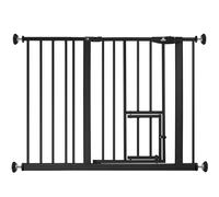 KIDIZ® Cancelletto di Sicurezza per porte, Cancelletto per Bambini, con Porta per Cani e Gatti, senza foratura, espandibile, combinabile con i mandrini a Y, girevole, 102-115 cm - Nero