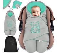 KIDIZ® Coperta invernale con cappuccio + borsa universale per ovetto, seggiolino auto, ad esempio per Maxi-Cosi, Römer per passeggino, passeggino e tutti i sistemi di cinture a 3 e 5 punti