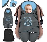 KIDIZ® Coperta invernale con cappuccio + borsa universale per ovetto, seggiolino auto, ad esempio per Maxi-Cosi, Römer per passeggino, passeggino e tutti i sistemi di cinture a 3 e 5 punti