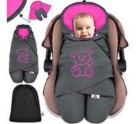 KIDIZ® Coperta invernale con cappuccio + borsa universale per ovetto, seggiolino auto, ad esempio per Maxi-Cosi, Römer per passeggino, passeggino e tutti i sistemi di cinture a 3 e 5 punti