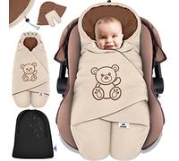 KIDIZ® Coperta invernale con cappuccio + borsa universale per ovetto, seggiolino auto, ad esempio per Maxi-Cosi, Römer per passeggino, passeggino e tutti i sistemi di cinture a 3 e 5 punti