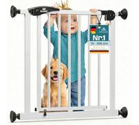 KIDIZ Griglia di protezione per scale senza fori, larghezza regolabile: 102-108 cm, altezza 75 cm, griglia di protezione per porta e barriera per bambini e cani, apertura su entrambi i lati, sistema