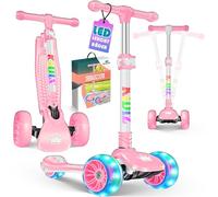 KIDIZ® Scooter Scooter per bambini X-Pro2 Triciclo Scooter con ruote luminose a LED in PU Scooter a pedali pieghevole Scooter da città regolabile in altezza Scooter per bambini ragazze 3-12 anni