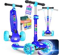 KIDIZ® Scooter Triciclo per bambini X-Pro2 con ruote luminose a LED in PU, pedali pieghevole, regolabile in altezza, adatta per bambini 3-12 anni