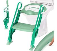KIDIZ® Sedile del water per bambini Trainer per wc con scale e maniglie wc pieghevole per bambini Sedile del water Trainer per vasino Vasino per l'apprendimento cuscino comodo e ampi gradini, verde