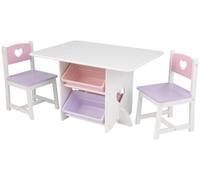 Kidkraft 26913 Set Tavolo con 2 Sedie Cuore in Legno con Contenitori per Bambini