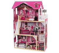 KidKraft Casa delle Bambole in Legno Amelia con Accessori e Mobili inclusi, Casa a 3 Livelli di Gioco con Ascensore per Bambole di 30 cm, Giocattolo per Bambini 3+ Anni, 65093