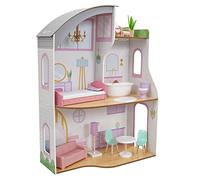 KidKraft Casa delle Bambole in Legno Elise con Accessori e Mobili inclusi, Set da Gioco a 3 Piani con Terrazza sul Tetto per Bambole da 30 cm, Giocattolo per Bambini 3+ Anni, 10237