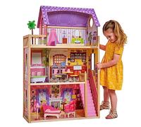 KidKraft Casa delle Bambole in Legno Kayla per Bambole di 30 cm con Accessori e Mobili inclusi, Casa a 3 Livelli di Gioco, Giocattolo per Bambini 3+ Anni, 65092, Esclusivo Amazon