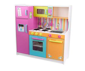 KidKraft Cucina Giocattolo in Legno Deluxe Big and Bright per Bambini con Accessori per Pentole e Telefono Giocattolo, Giochi per Bambini 3+ anni, 53100