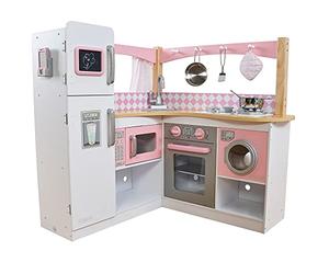 KidKraft Grande Gourmet Cucina Giocattolo ad angolo in legno con accessori per pentole e telefono giocattolo, giochi per bambini 3+ Anni, 53185, Esclusivo Amazon