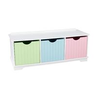KidKraft Panca Contenitore in Legno Nantucket Pastello con 3 Cassetti Portaoggetti, Mobile Porta Giochi Bambini, Mobili per Cameretta e Sala Giochi per Bambini, 14565