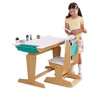 KidKraft Scrivania e Sedia in Legno Regolabile in Altezza per Bambini, Scrivania con Portaoggetti, Mobili per Camera da Letto e Sala Giochi per Bambini, 20307